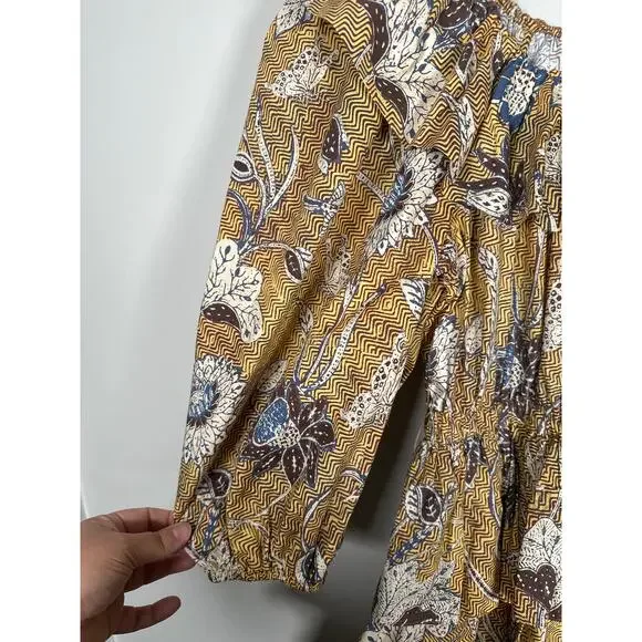 Ulla Johnson Giselle Ruffle Mini Dress Oleander Floral Cotton Womens Sz 6 Yellow - Picture 2 of 10